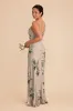 Lisa Long Matte Satin Dress - Latte Camellia Blooms sold by Birdy Grey