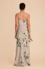 Lisa Long Matte Satin Dress - Latte Camellia Blooms sold by Birdy Grey
