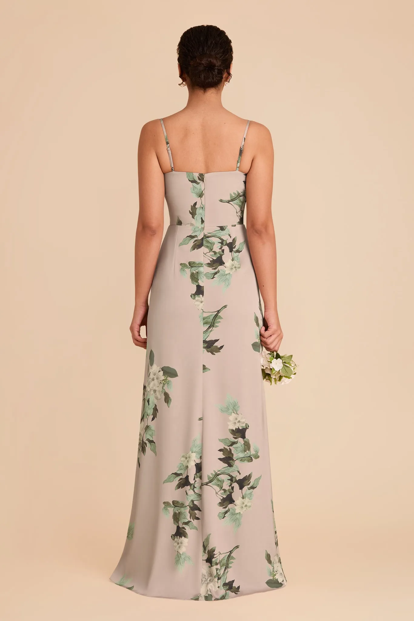 Jennifer Matte Satin Dress - Latte Camellia Blooms sold by Birdy Grey product image thumbnail 4
