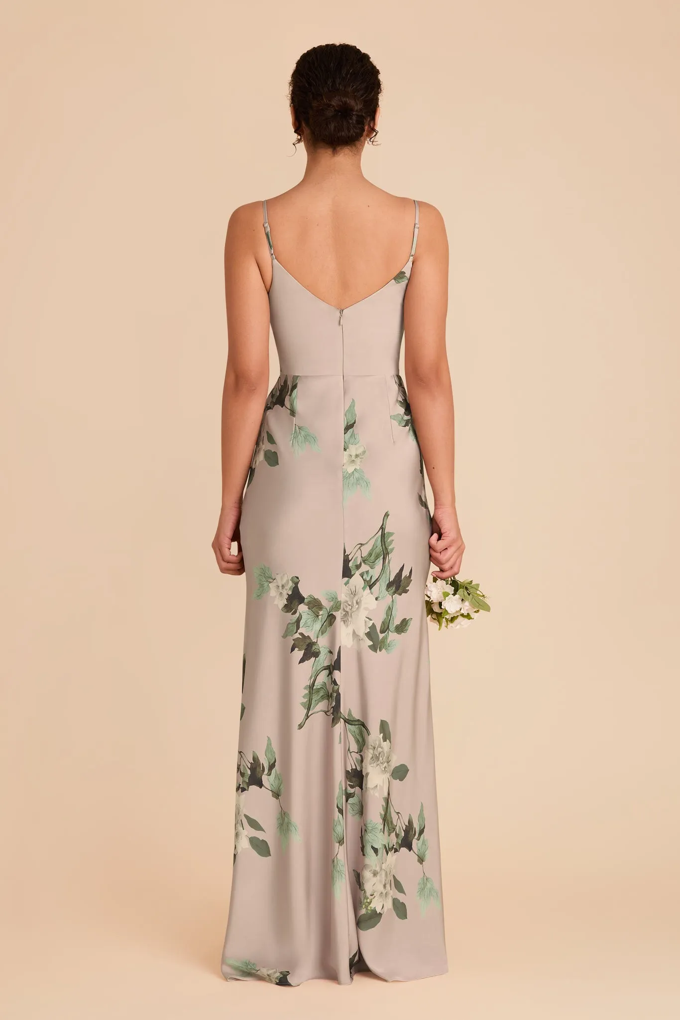 Jay Matte Satin Dress - Latte Camellia Blooms sold by Birdy Grey product image thumbnail 5
