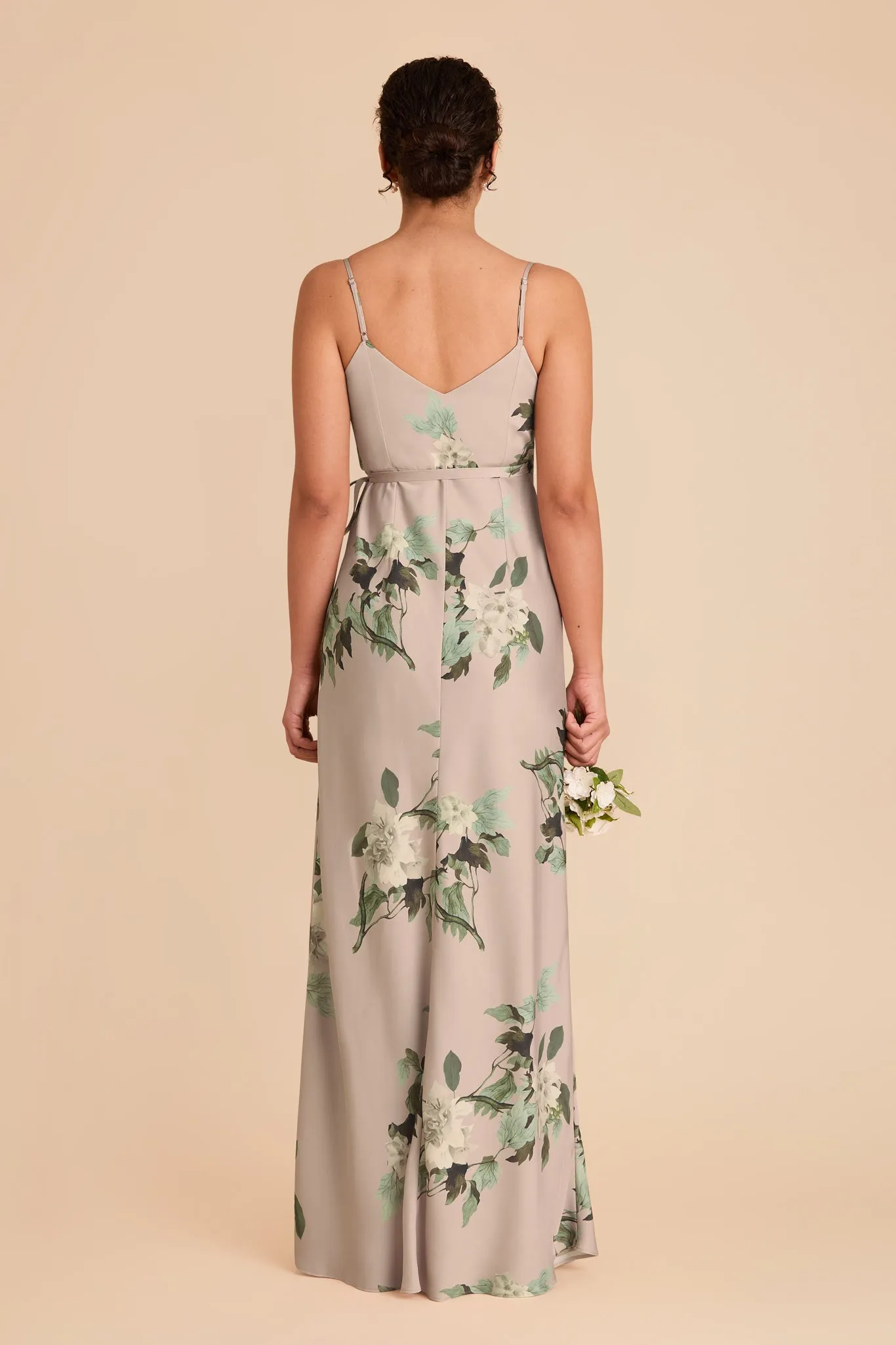 Cindy Matte Satin Dress - Latte Camellia Blooms sold by Birdy Grey product image thumbnail 4