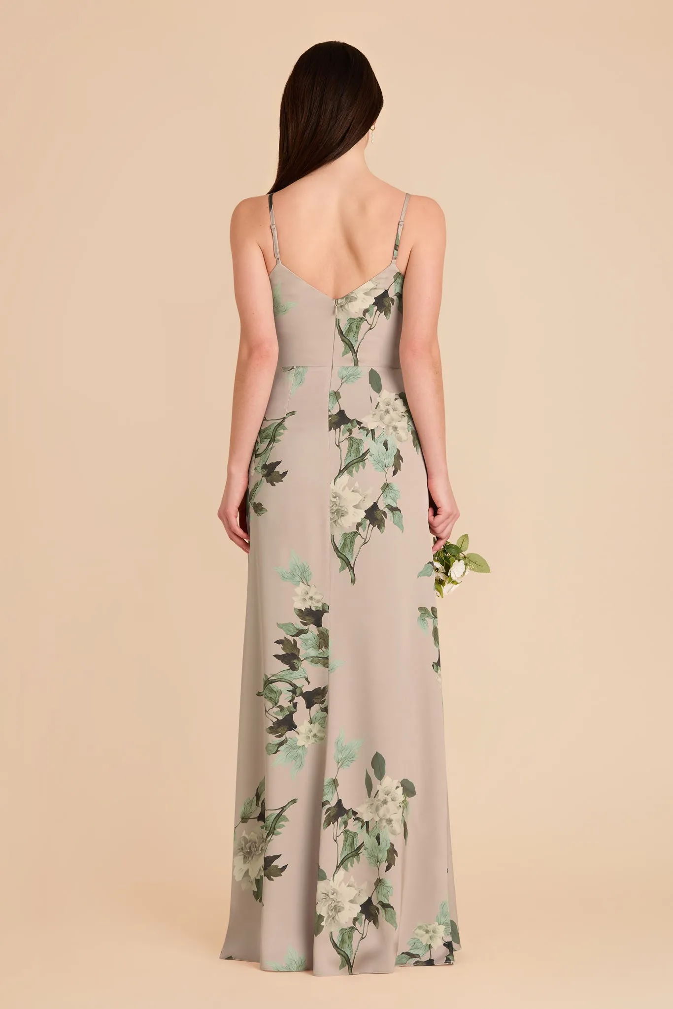 Catherine Matte Satin Dress - Latte Camellia Blooms sold by Birdy Grey product image thumbnail 4