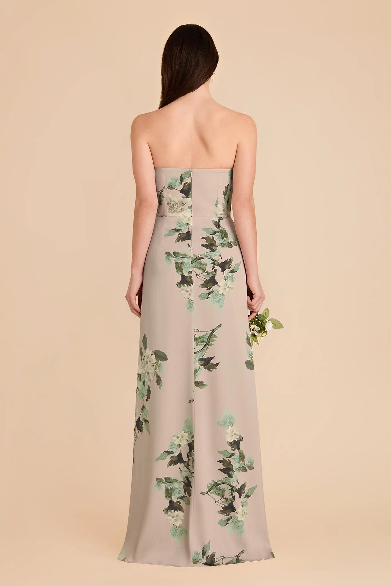 Anne Matte Satin Dress - Latte Camellia Blooms sold by Birdy Grey product image thumbnail 4