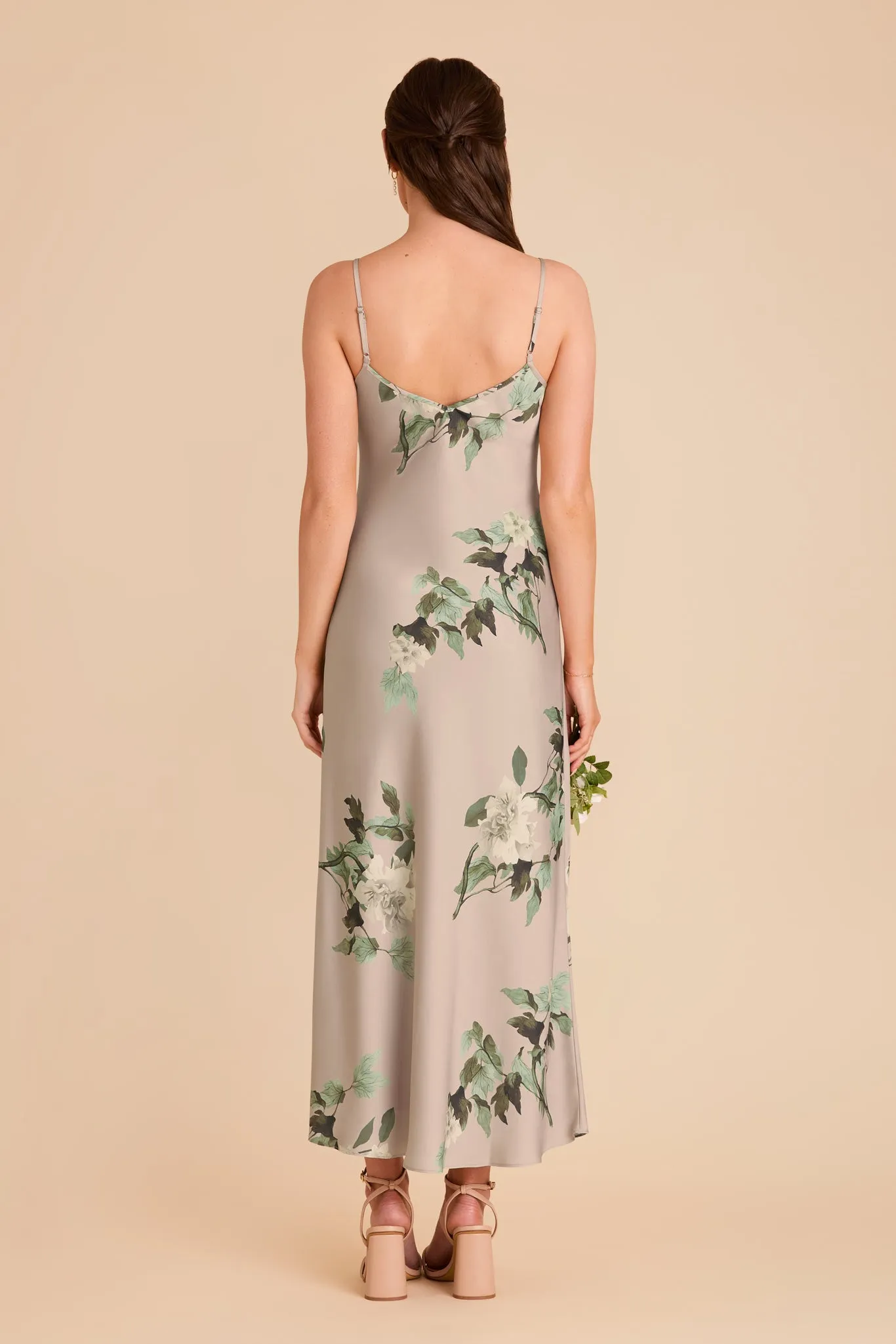 Alice Matte Satin Dress - Latte Camellia Blooms sold by Birdy Grey product image thumbnail 4