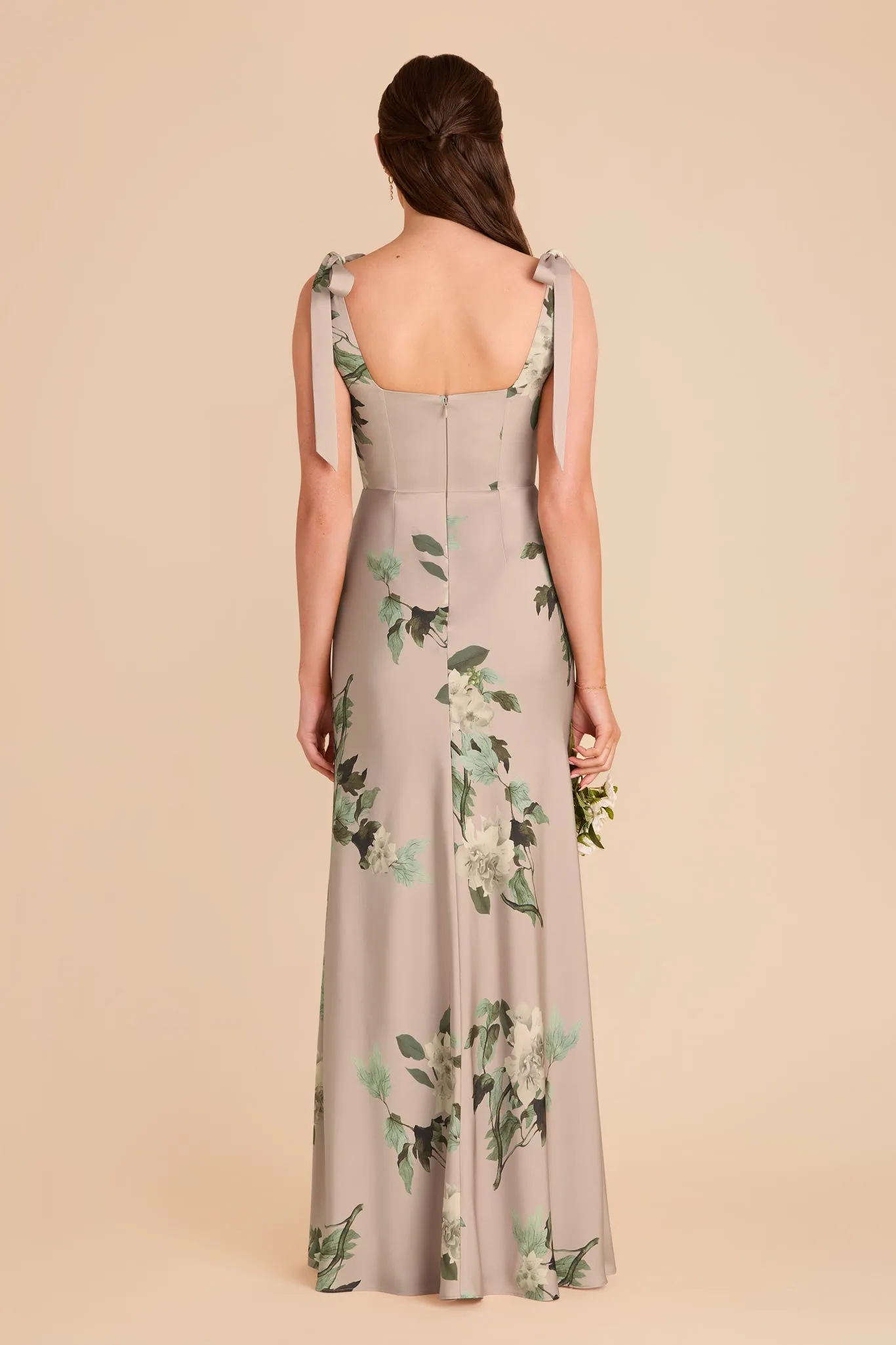 Alex Convertible Dress Matte Satin - Latte Camellia Blooms sold by Birdy Grey product image thumbnail 5