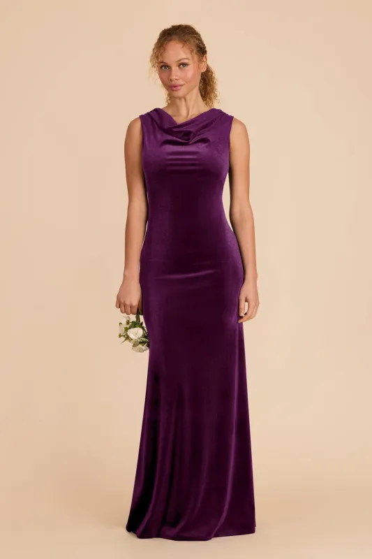 Fallon Velvet Dress - Fig sold by Birdy Grey