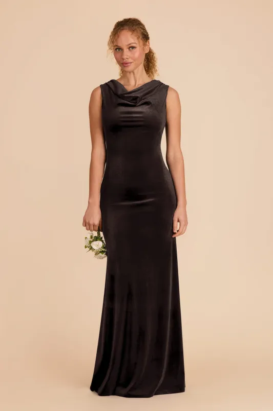 Fallon Velvet Dress - Espresso sold by Birdy Grey