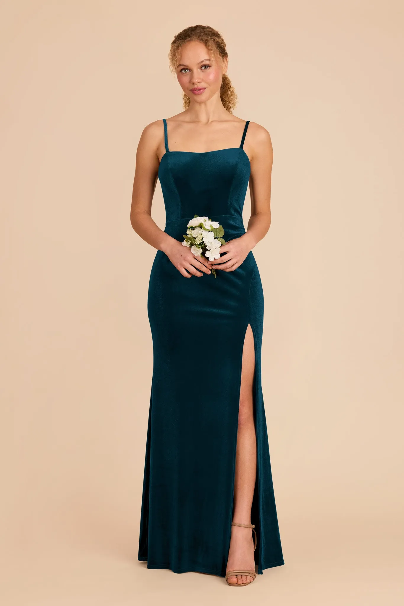 Anne Velvet Dress - Peacock sold by Birdy Grey