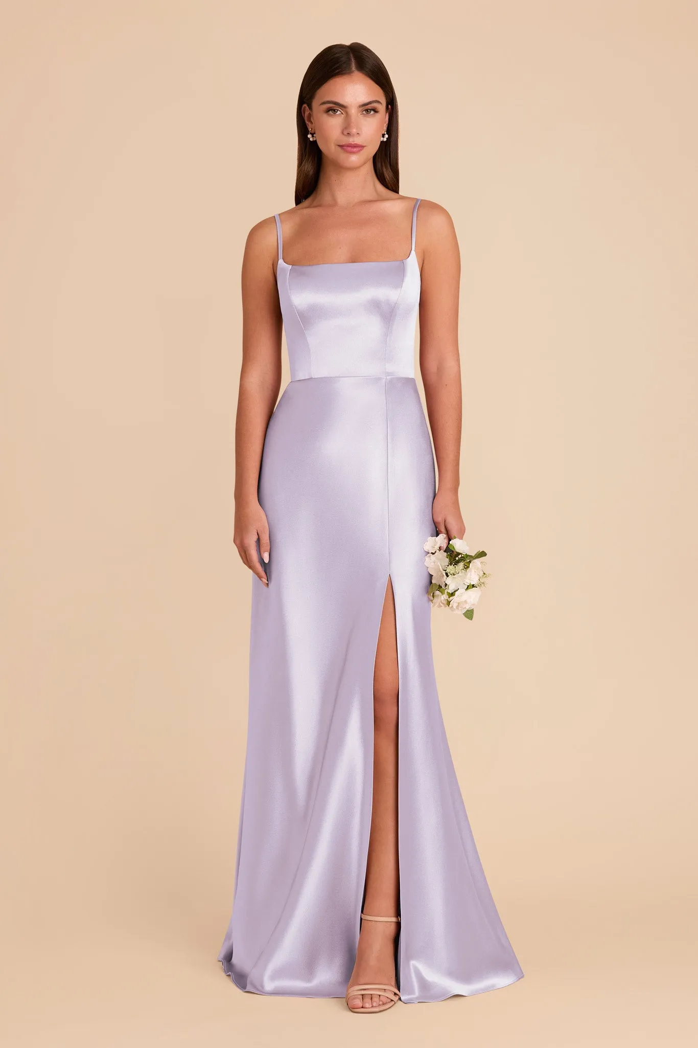 Mai Shiny Satin Dress - Dusty Lilac sold by Birdy Grey