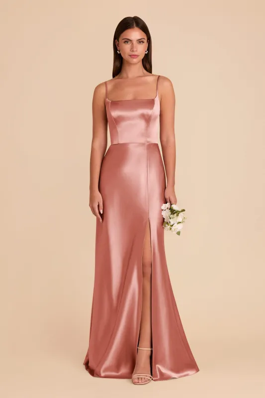 Mai Shiny Satin Dress - Desert Rose sold by Birdy Grey