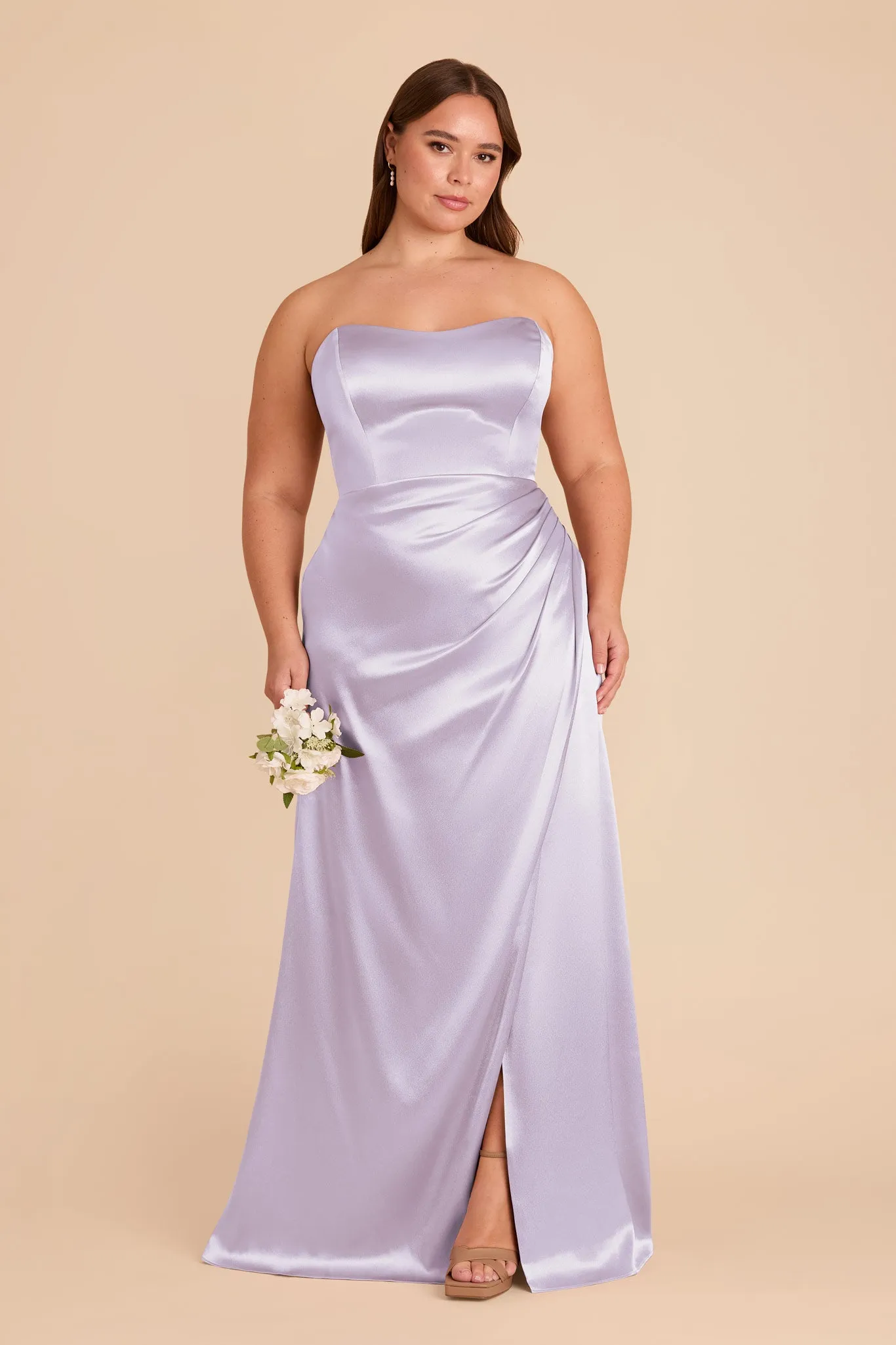 Anne Shiny Satin Dress - Dusty Lilac sold by Birdy Grey product image thumbnail 2