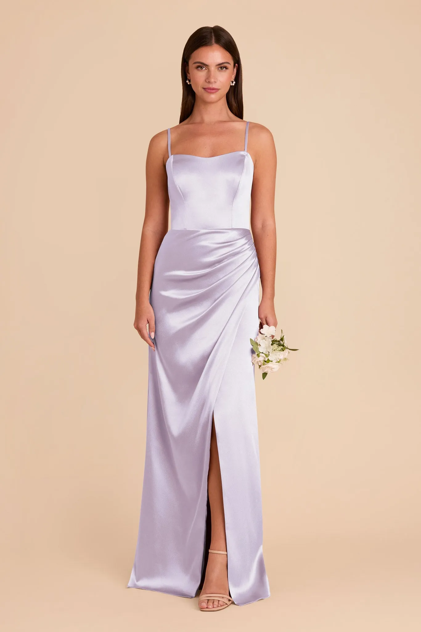 Anne Shiny Satin Dress - Dusty Lilac sold by Birdy Grey