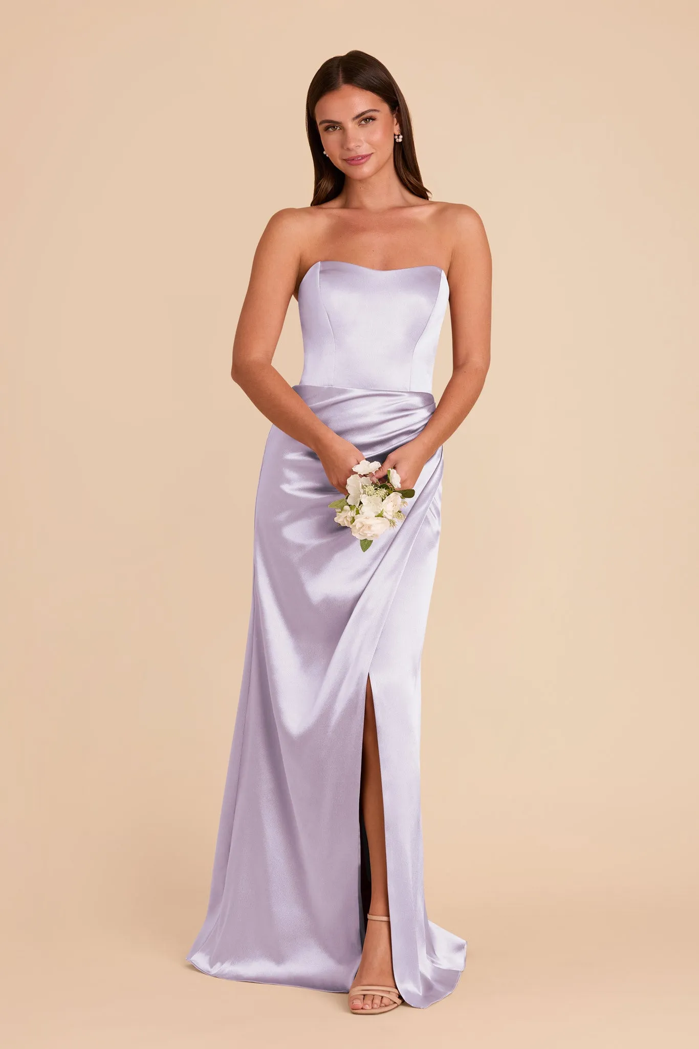 Anne Shiny Satin Dress - Dusty Lilac sold by Birdy Grey product image thumbnail 3