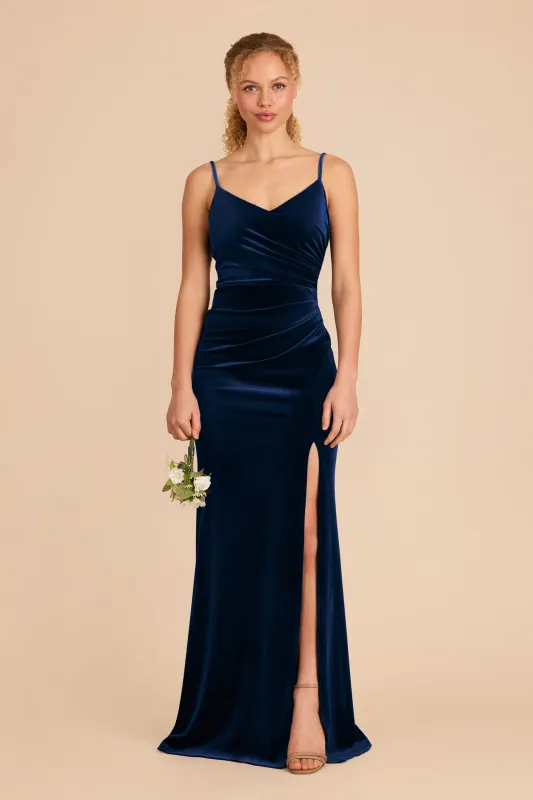 Catherine Velvet Dress - Navy sold by Birdy Grey