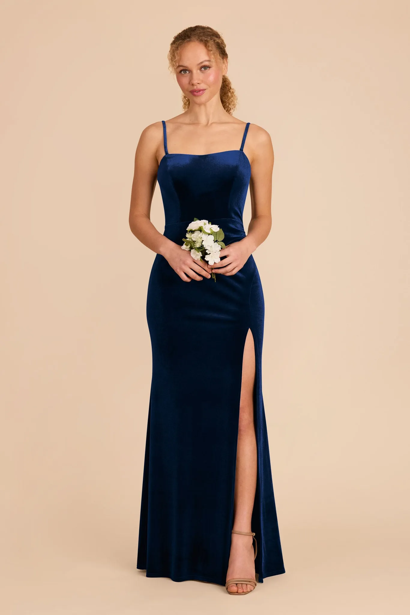 Anne Velvet Dress - Navy sold by Birdy Grey