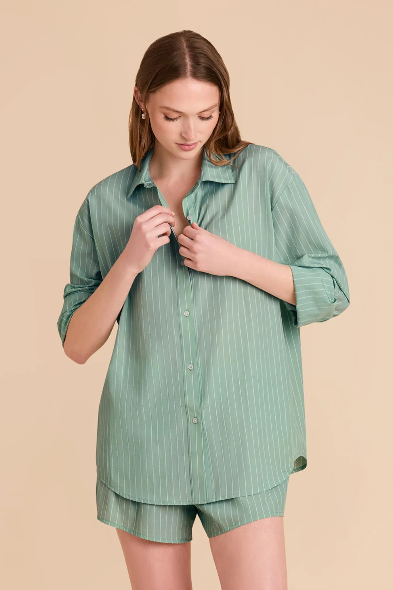 Ashtin Print Shirt and Boxer Short Set - Sage Stripe sold by Birdy Grey product image thumbnail 5