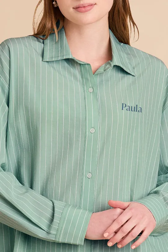 Ashtin Print Shirt and Boxer Short Set - Sage Stripe sold by Birdy Grey product image thumbnail 2