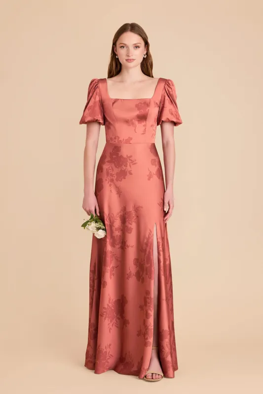 Judy Matte Satin Dress - Wild Rose Whimsical Blooms sold by Birdy Grey