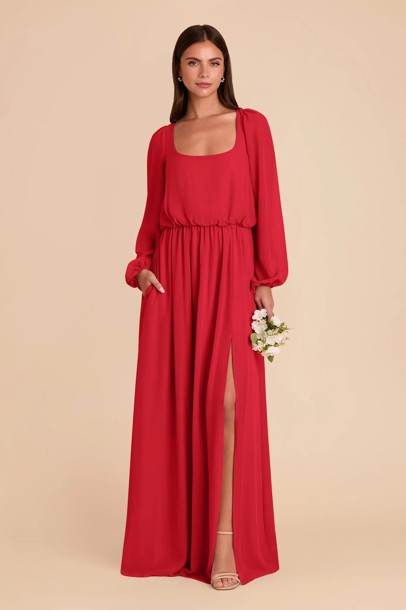 Eloise Chiffon Dress - Ruby Red sold by Birdy Grey