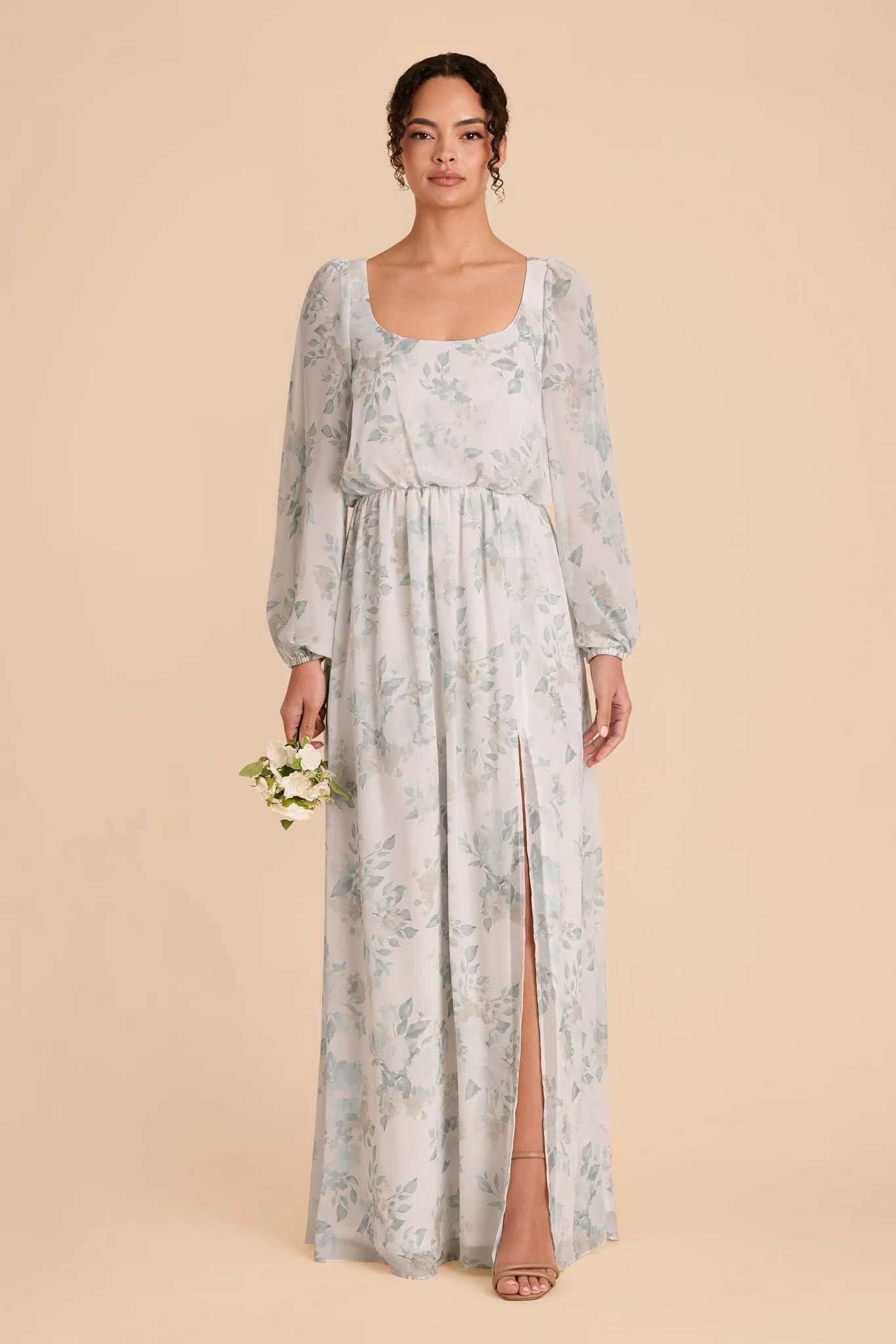 Eloise Chiffon Dress - Sage Spring Garden sold by Birdy Grey