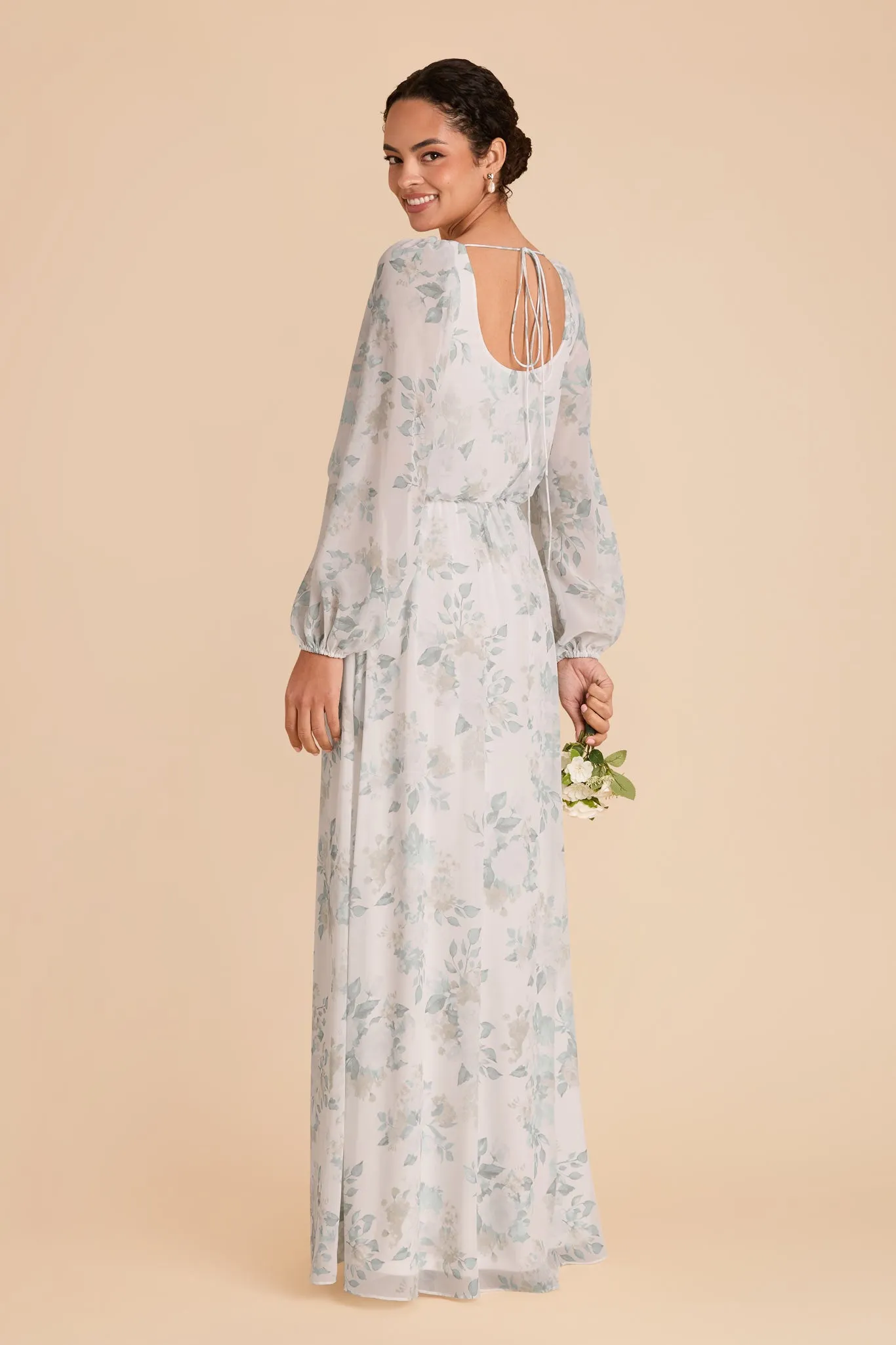 Eloise Chiffon Dress - Sage Spring Garden sold by Birdy Grey product image thumbnail 4