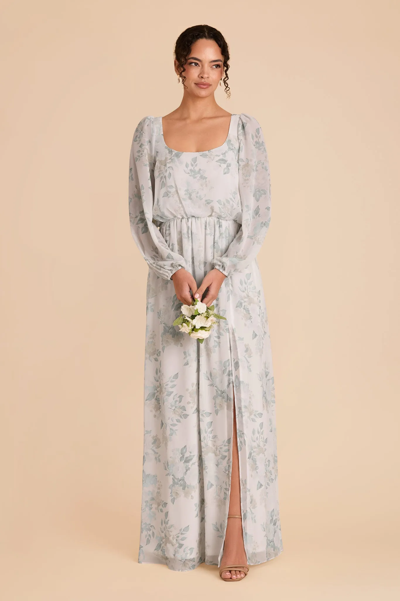Eloise Chiffon Dress - Sage Spring Garden sold by Birdy Grey product image thumbnail 2