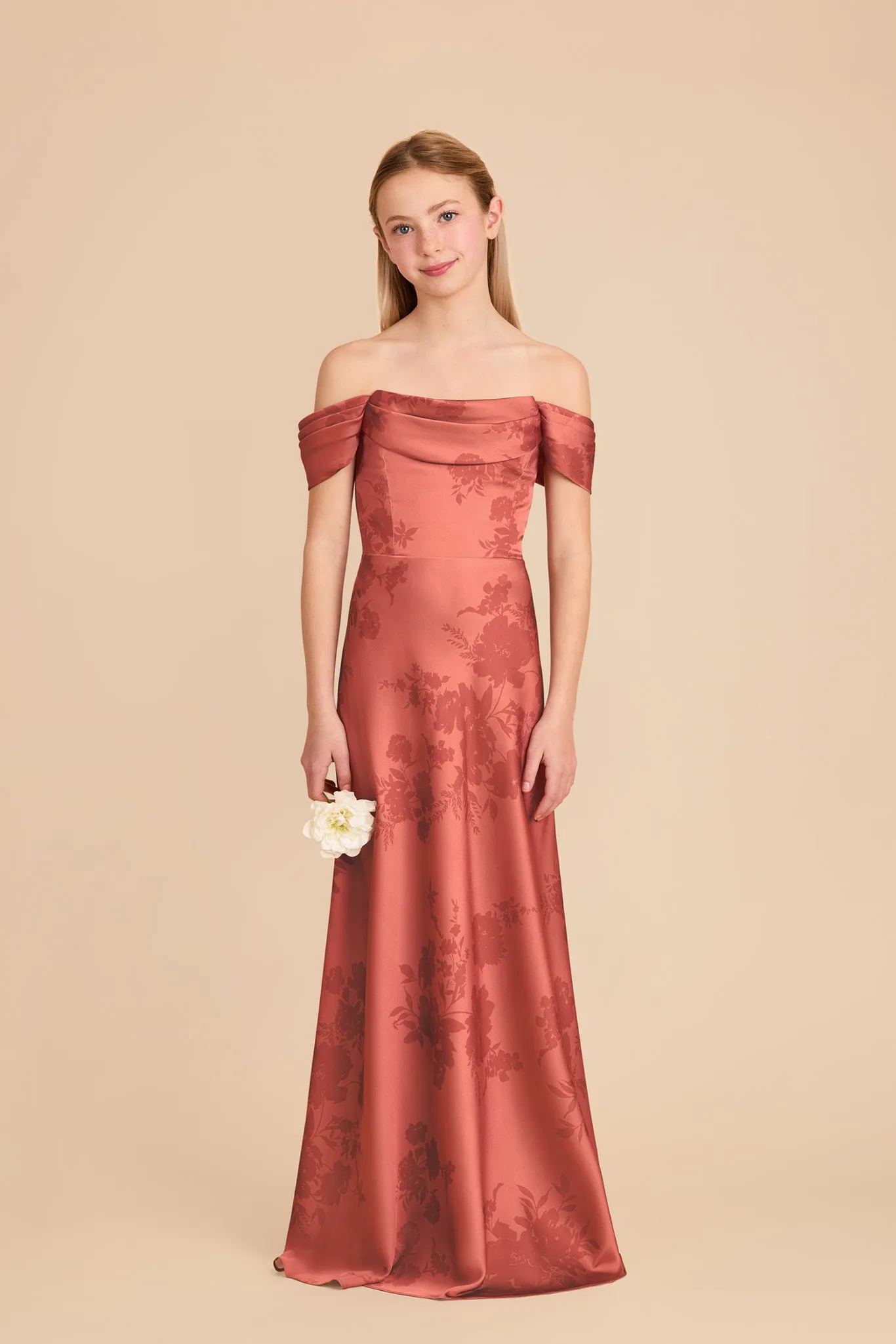 Mimi Junior Matte Satin Dress - Wild Rose Whimsical Blooms sold by Birdy Grey product image thumbnail 4