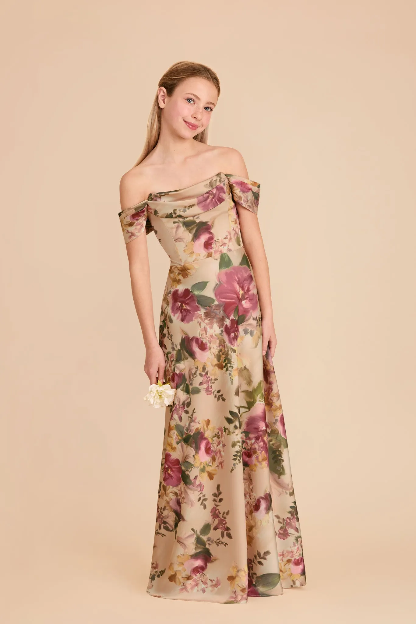 Mimi Junior Matte Satin Dress - Hazelnut Moody Blooms sold by Birdy Grey product image thumbnail 4