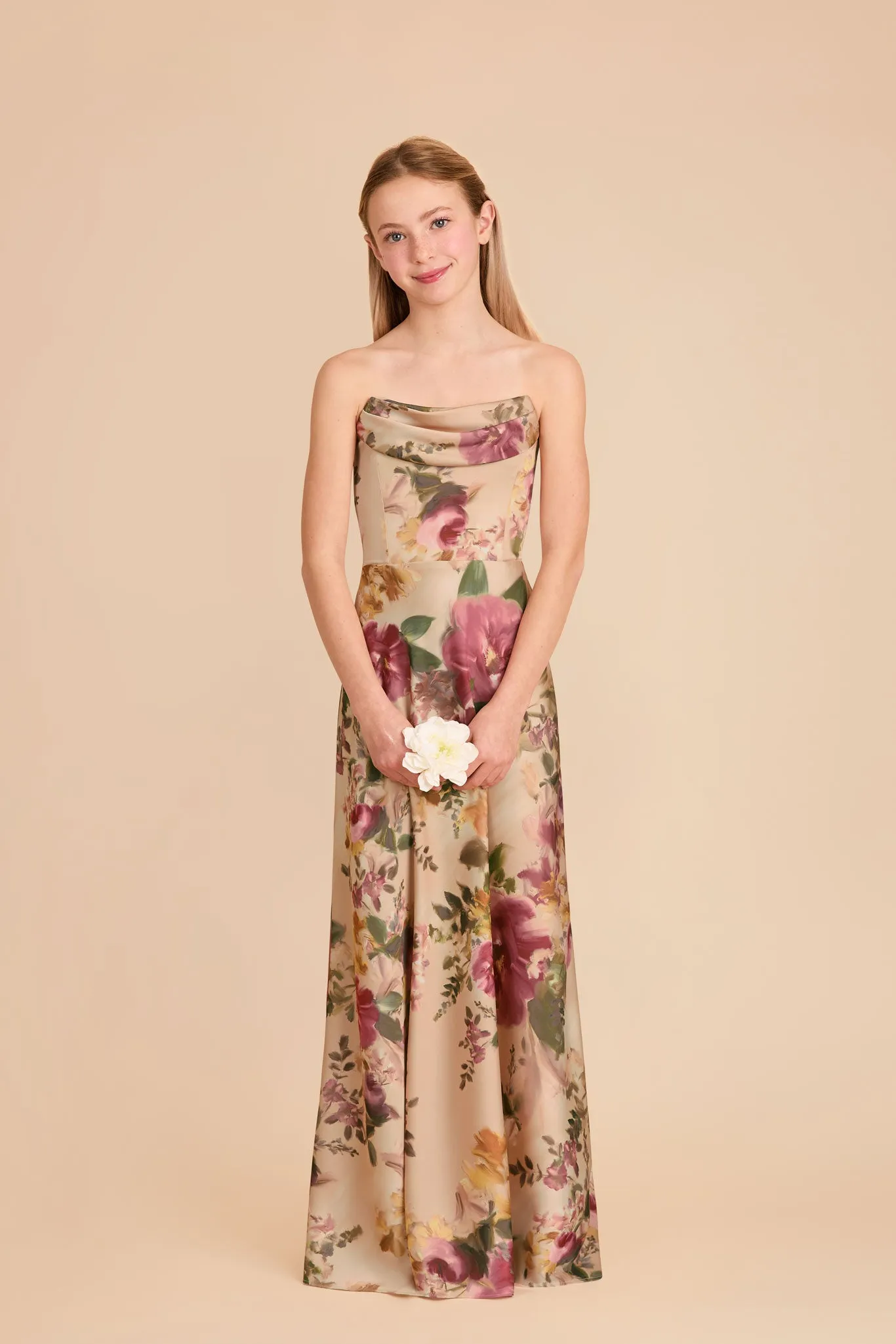 Mimi Junior Matte Satin Dress - Hazelnut Moody Blooms sold by Birdy Grey product image thumbnail 3