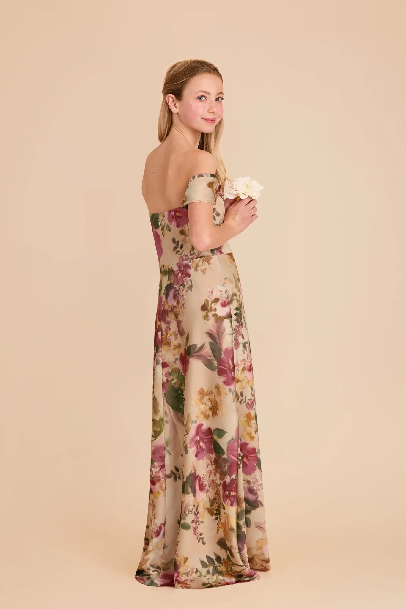 Mimi Junior Matte Satin Dress - Hazelnut Moody Blooms sold by Birdy Grey product image thumbnail 5