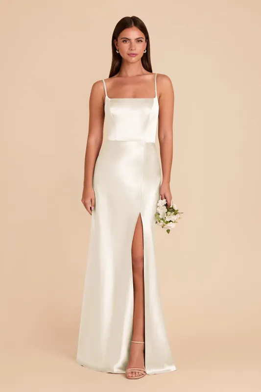 Mai Shiny Satin Dress - White sold by Birdy Grey