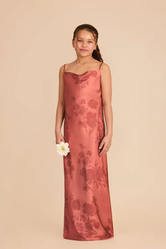 Elisa Junior Matte Satin Dress - Wild Rose Whimsical Blooms sold by Birdy Grey