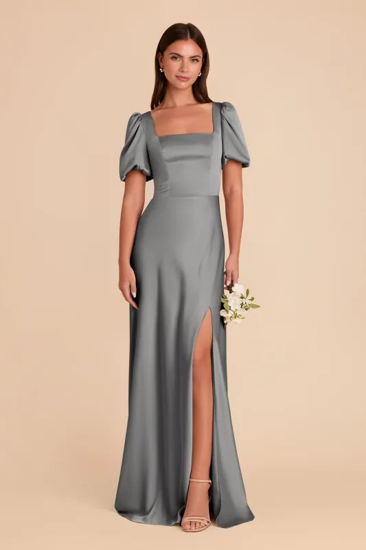 Judy Matte Satin Dress - Silver sold by Birdy Grey