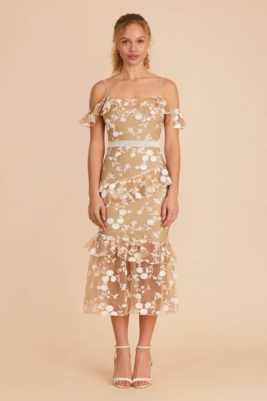Marie Midi Dress - White sold by Birdy Grey