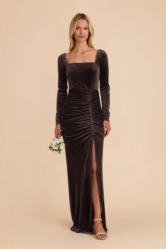 Ivy Velvet Dress - Espresso sold by Birdy Grey