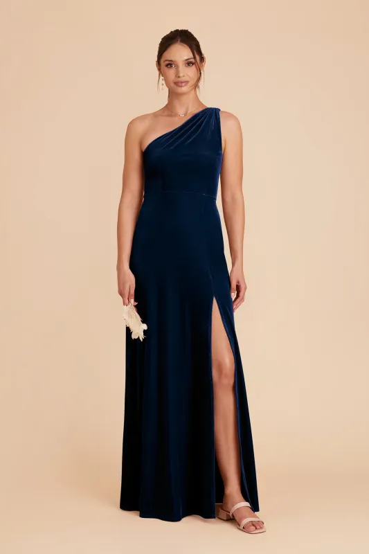 Kira Velvet Dress - Navy sold by Birdy Grey