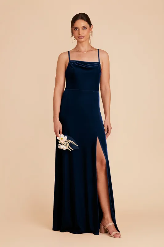 Ash Velvet Dress - Navy sold by Birdy Grey