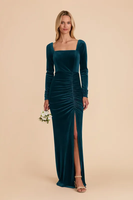 Ivy Velvet Dress - Peacock sold by Birdy Grey