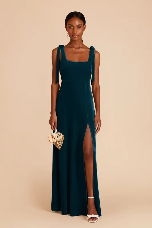 Alex Velvet Dress - Peacock sold by Birdy Grey