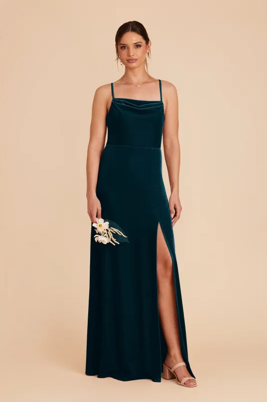 Ash Velvet Dress - Peacock sold by Birdy Grey