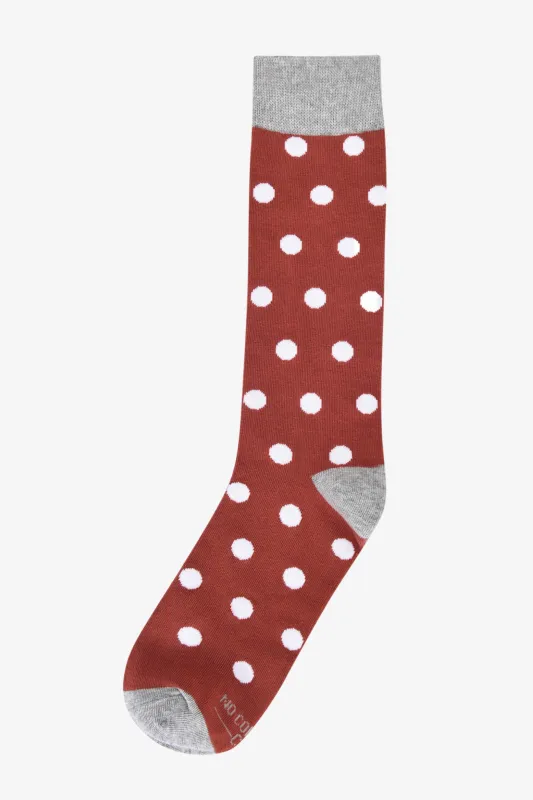 Polka Dot Groomsmen Socks By No Cold Feet - Auburn sold by Birdy Grey