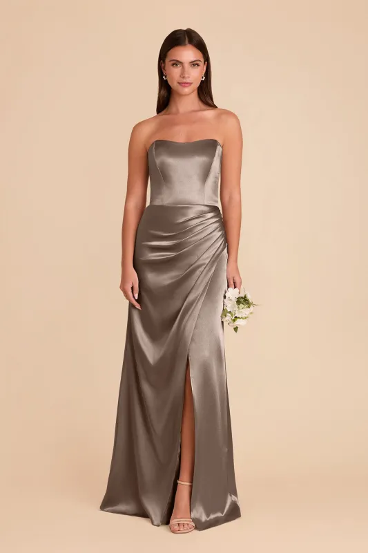 Anne Shiny Satin Dress - Quartz sold by Birdy Grey