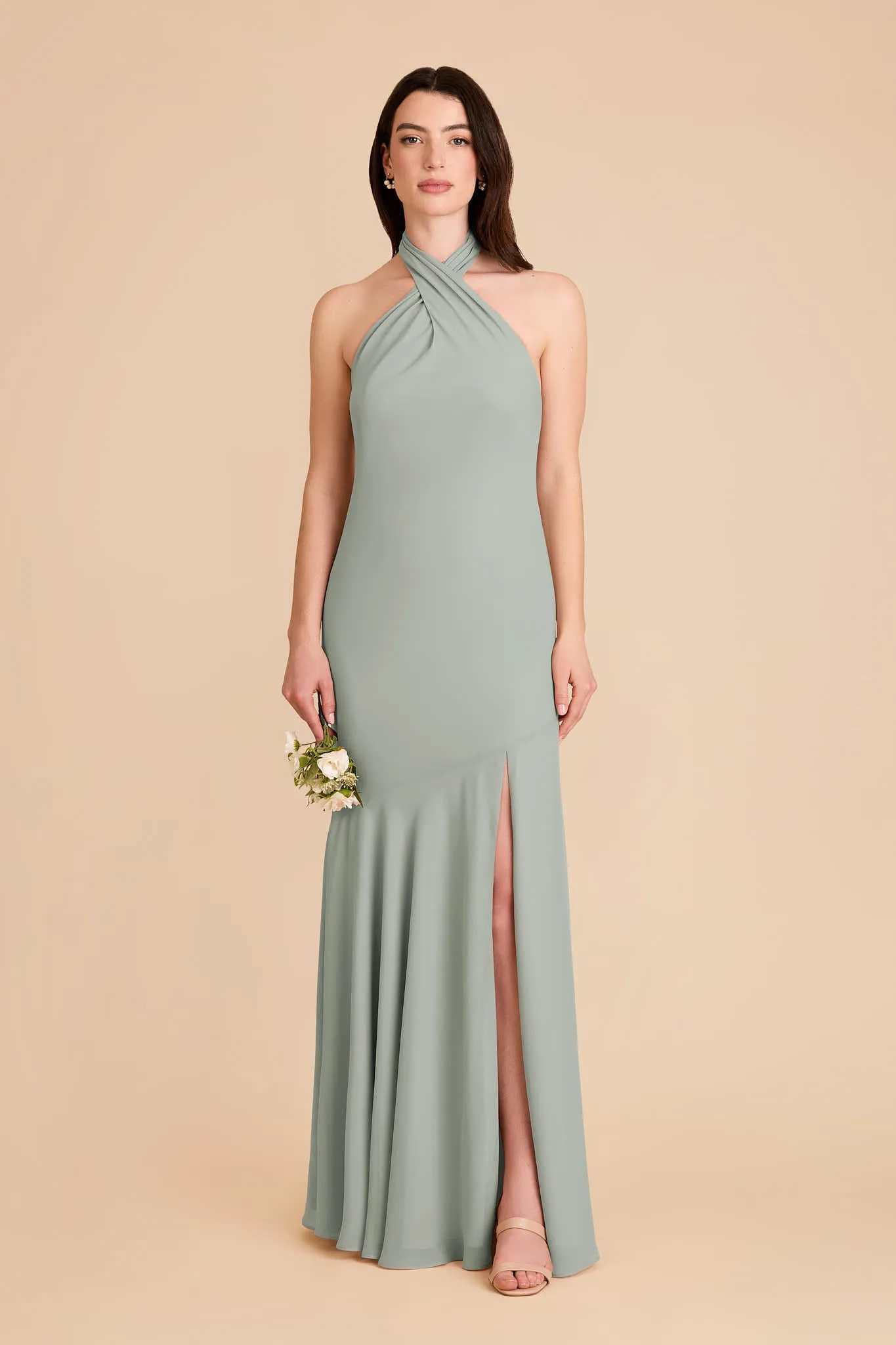 Stephanie Chiffon Dress - Sage sold by Birdy Grey