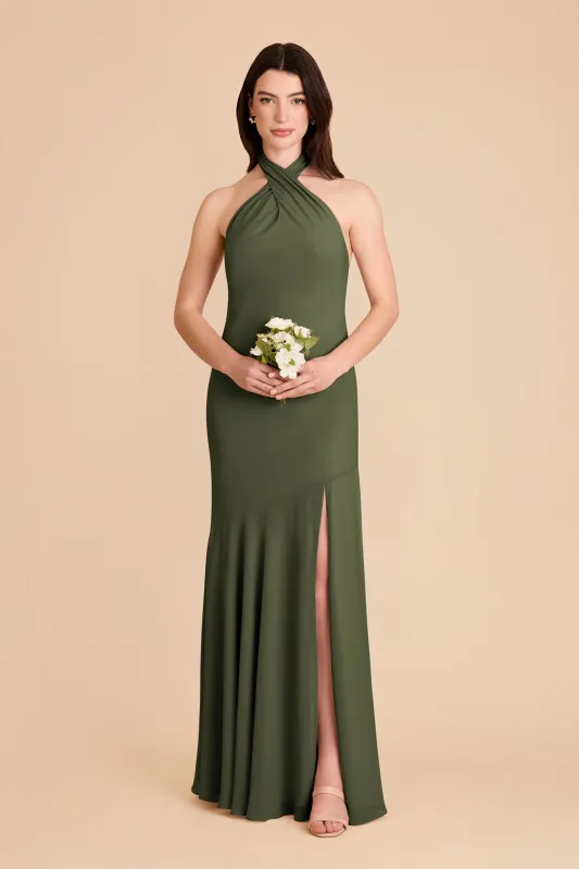 Stephanie Chiffon Dress - Olive sold by Birdy Grey