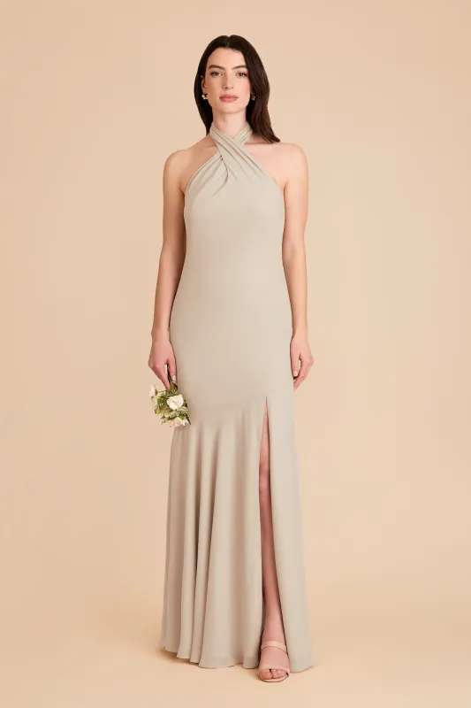 Stephanie Chiffon Dress - Neutral Champagne sold by Birdy Grey