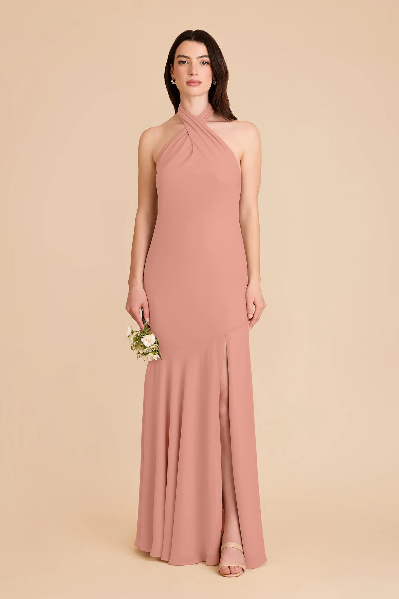 Stephanie Chiffon Dress - Dusty Rose sold by Birdy Grey