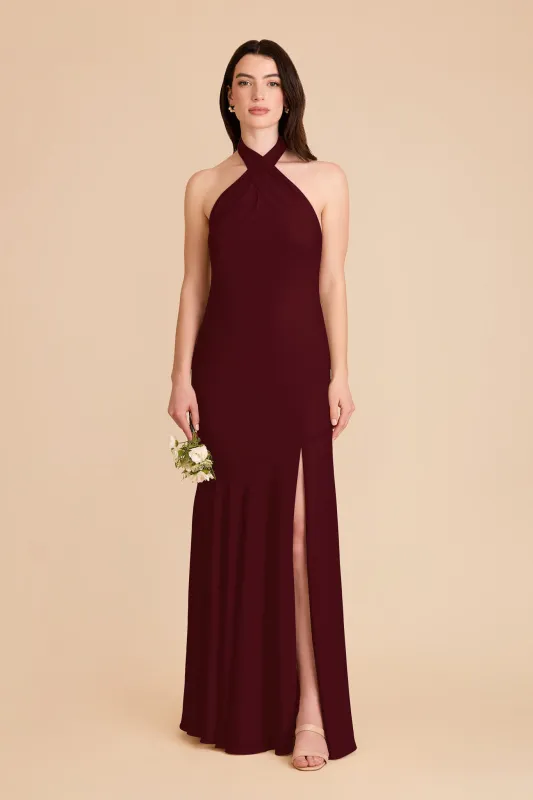 Stephanie Chiffon Dress - Cabernet sold by Birdy Grey