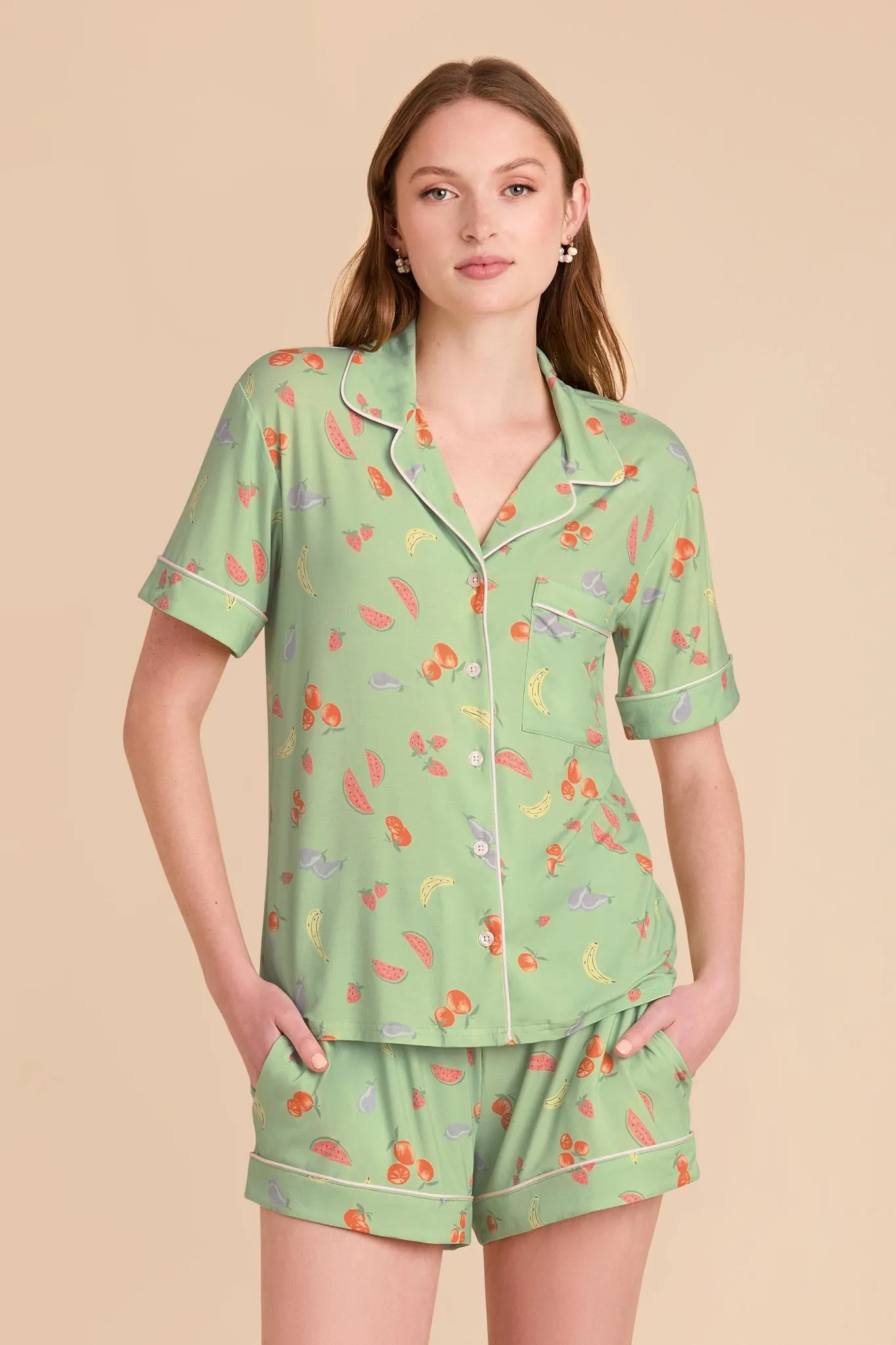 Jonny Print Pajama Set - Pale Pistachio Tutti Fruitti sold by Birdy Grey product image thumbnail 3