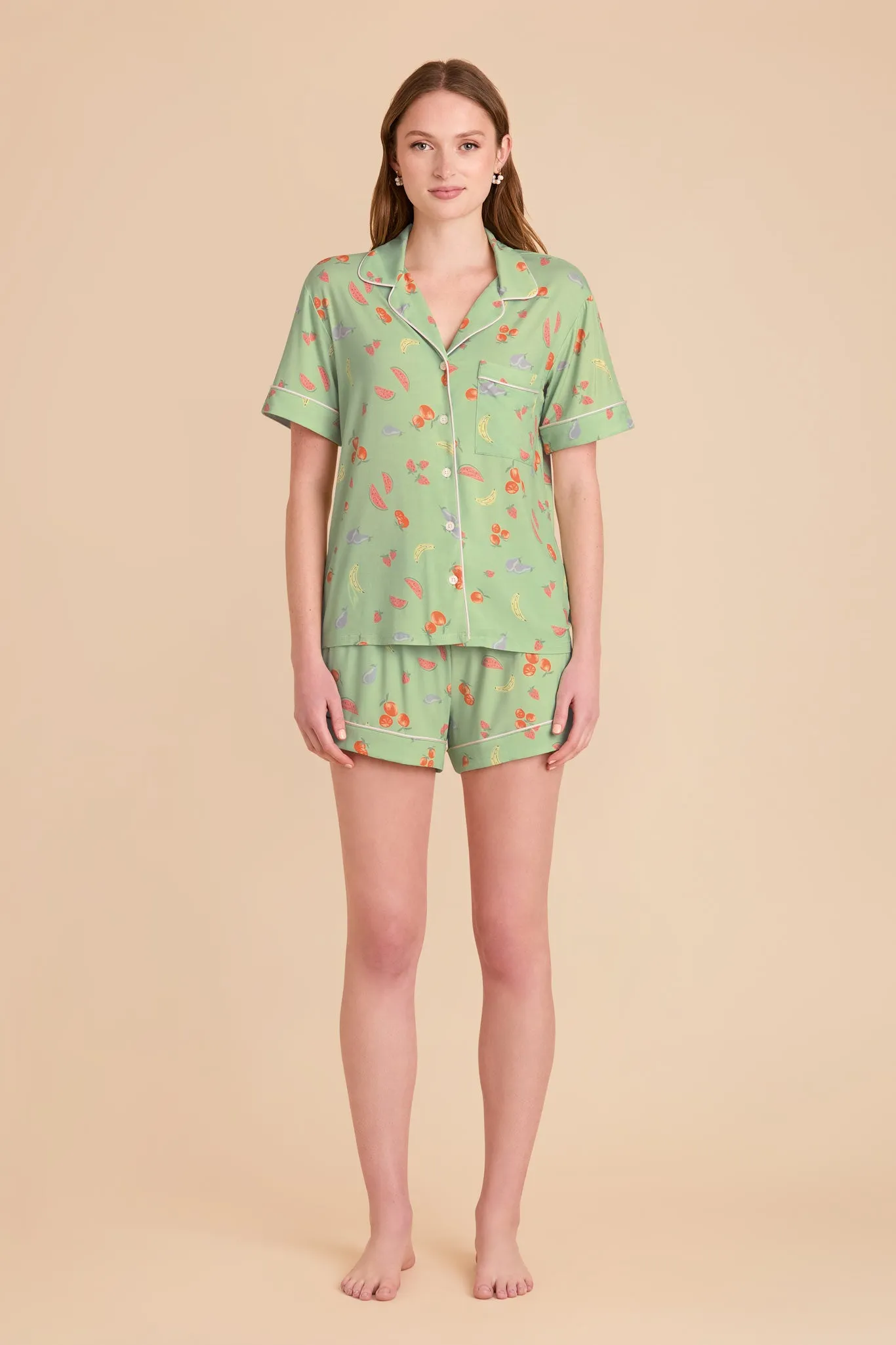 Jonny Print Pajama Set - Pale Pistachio Tutti Fruitti sold by Birdy Grey product image thumbnail 4