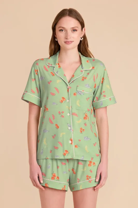 Jonny Print Pajama Set - Pale Pistachio Tutti Fruitti sold by Birdy Grey